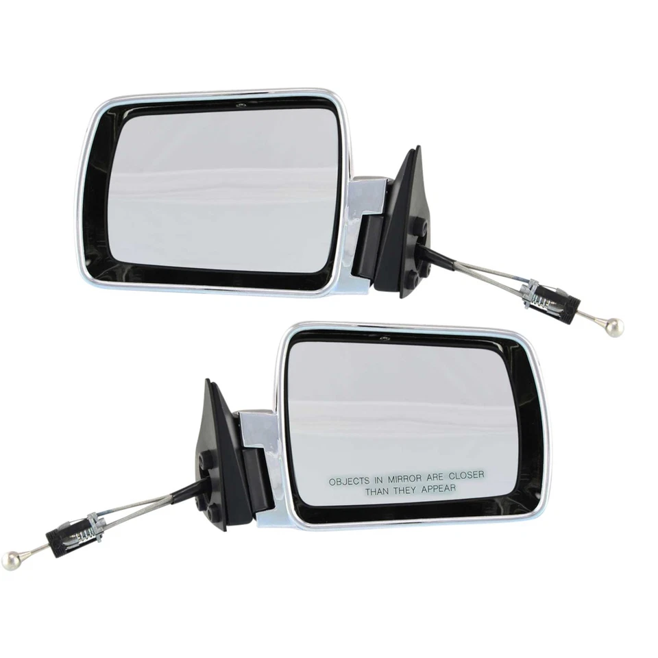 Juego de espejos retrovisores remotos manuales para Jeep Cherokee 1984-1996 base cromada negra Foto 1 de 4