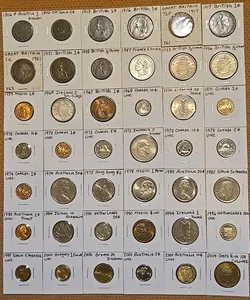 Lote 42 monedas del mundo 1816-2014 países mixtos/fechas/tamaños en 2x2 volteretas ¡baratas! - Imagen 1 de 10