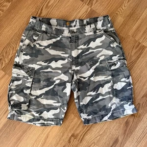 Carhartt Gray Camo Cargo Shorts Mens Relaxed Fit Bottoms Size 38 - Picture 1 of 10