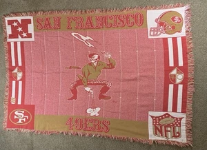 RARE HTF San Francisco 49ers Tapestry Blanket Throw VTG 90s Logo Football USA - Picture 1 of 12