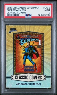 2025 FLEER BRILLIANTS SUPERMAN CLASSIC COVERS CC-5 SUPERMAN #233 PSA MINT 9 - Image 1 of 2