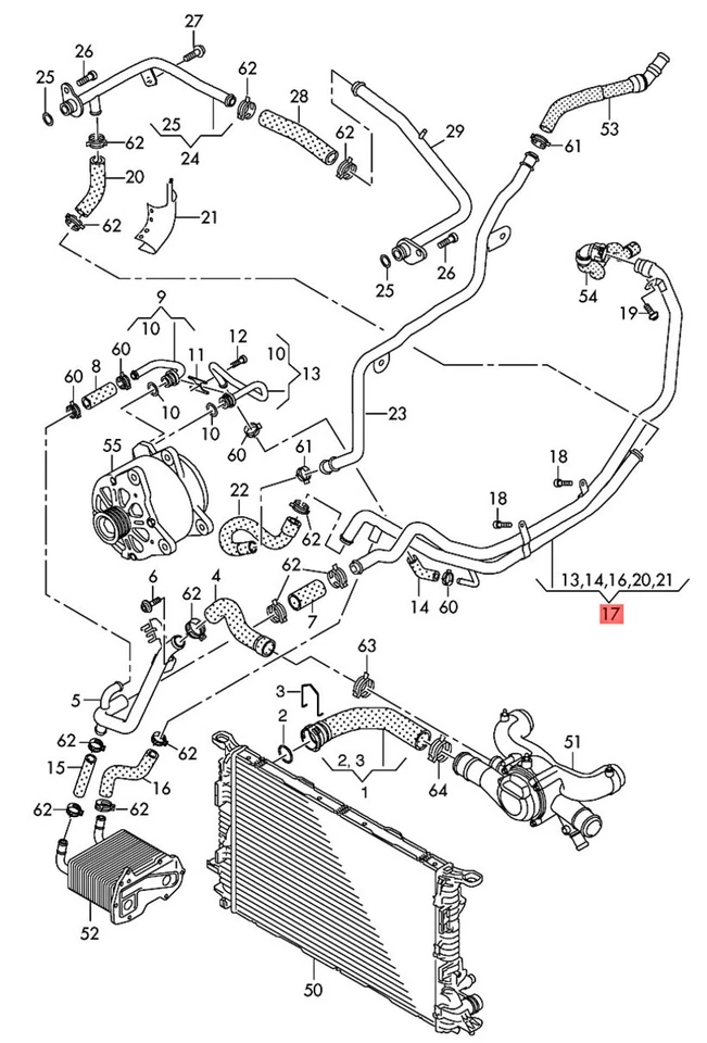 Tubo de refrigerante derecho genuino AUDI A8 S8 quattro 4H2 4H8 4HC 4HL 07P121070D Foto 1 de 1
