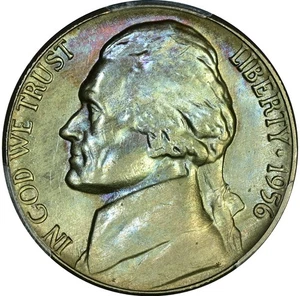 1956-P Jefferson Nickel PCGS MS66+ Beautiful Blueberry Toning - Picture 1 of 4