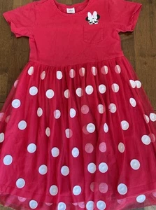 Hanna Andersson Girls  140 Size 10 Minnie Mouse Short Sleeve Red Cotton Dress - Picture 1 of 6