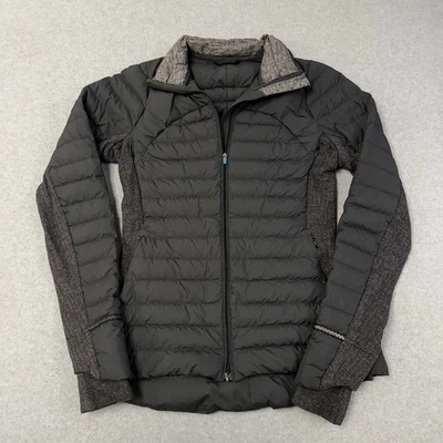 Chaqueta Lululemon Fluff Off Gris Jaspeado Para Mujer Talla 4 Gris Relleno Plumón de Ganso Foto 1 de 4