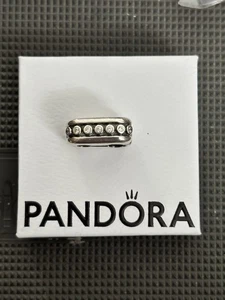 Pandora Silver Double Diva Clip With Clear CZ. Stones. + 2 Inserts 790855CZ - Picture 1 of 4