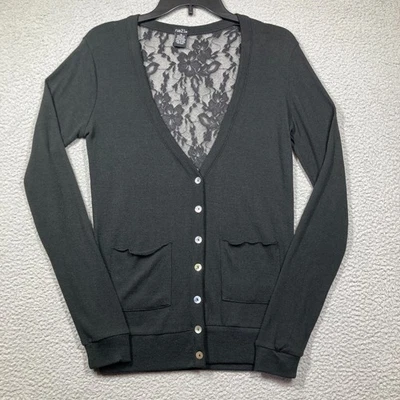 Rue 21 свитер подростков M черный кружевной назад кардиган готический прихотливый гранж y2K - Изображение 1 из 4