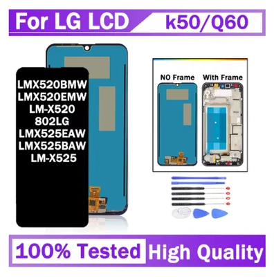 LG K50 Q60 LCD Display Touch Screen Digitizer Assembly Replacement With Frame - Image 1 of 4