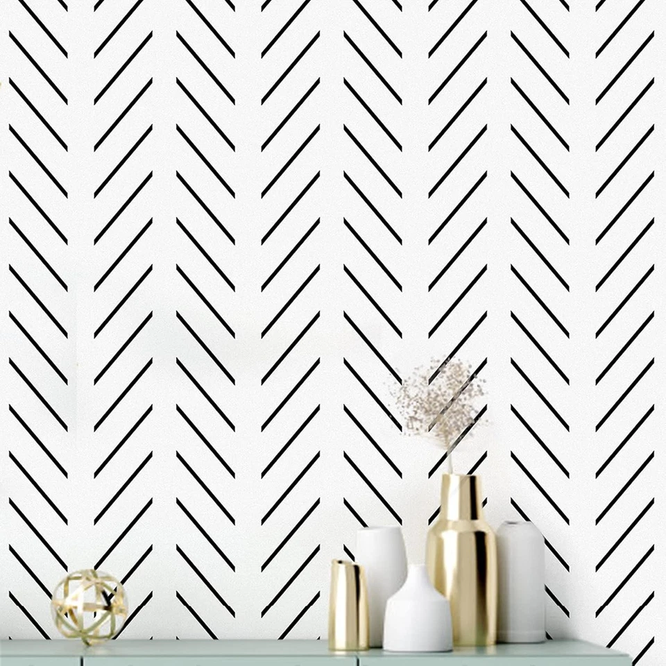 Black and White 4 Pack Peel and Stick Wallpaper Modern Herringbone