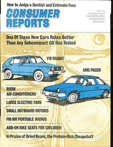 Consumer Reports Magazine July 1975 VW Rabbit AMC Pacer VGEX No ML 020117jhe - Imagen 1 de 1