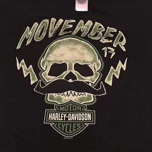 Official HD Harley Davidson Motorcycles Movember 2013 Nov Moustache TShirt XL - Picture 1 of 6