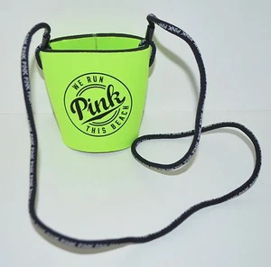 VICTORIA'S SECRET PINK LIME GREEN LOOZIE KOOZIE CAN BEER SODA DRINK FOAM HOLDER - Picture 1 of 5