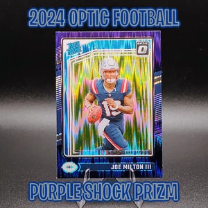 2024 Optic Joe Milton III Rated Rookie Purple Shock Prizm RC Patriots - Picture 1 of 2