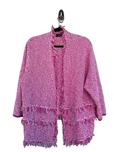 Kasper Fringe Cardigan Open Front Pink Size 2X Elegance Comfort Office Preppy - Picture 1 of 9