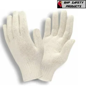 12 PAIR 1 DOZEN WHITE STRING KNIT POLY COTTON WORK GLOVES PAIRS NEW - Picture 1 of 6