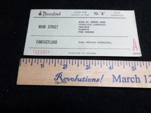 Disneyland Ticket from coupon book - "A" ticket for Child T223334 - Large Ticket - Picture 1 of 2