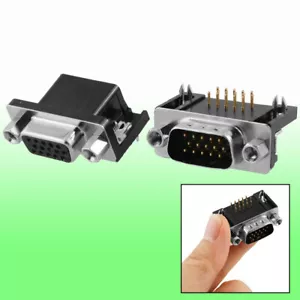 VGA 15Pin Male + Female Right Angle PC Mount Connectors 2 Pcs - Zdjęcie 1 z 1