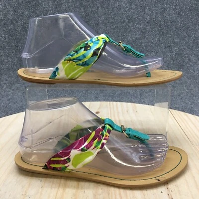 Nine West Sandals Womens 8 M Spice It Up Thong Flats Green Print Toe-Post Casual - Image 1 of 4
