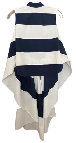 SAINT LAURENT (YSL) Saint Laurent Paris top donna blu navy bianco righe alto basso S RARO