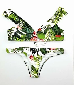 Vitamin A Off-the-Shoulder Capri Top L / 10 Neutra Bottoms M / 8 BAJA BOTANICAL - Picture 1 of 6