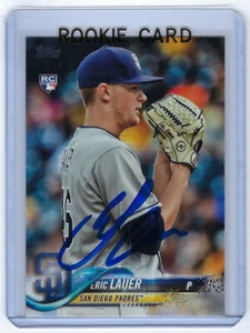 Tarjeta de novato firmada por Eric Lauer 2018 de los Cerveceros Topps #82 autografiada por radiocontrol - Imagen 1 de 1
