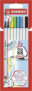 STABILO Pen 68 brush - Pack da 8 - con 8 colori assortiti - Imagen 1 de 3