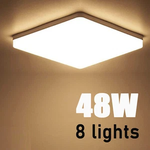 8pcs 48W LED Panel Ceiling Lights Ultra Thin Home Fixtures Bedroom Kitchen 3000K - Picture 1 of 12