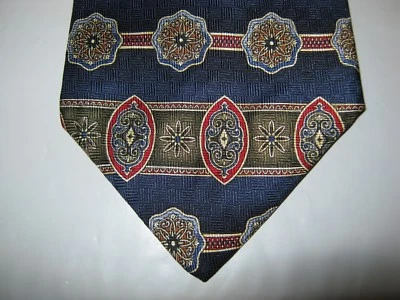 Roundtree & Yorke SILK Tie Necktie 57 x 4 blue gray red 14775 - Image 1 of 4