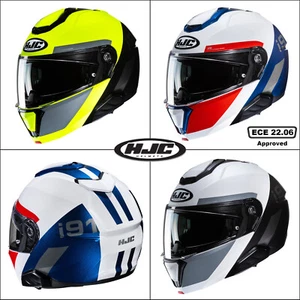 HJC I91 Bina Flip Up Motorcycle Helmet Touring Motorbike White Blue Red - Picture 1 of 12