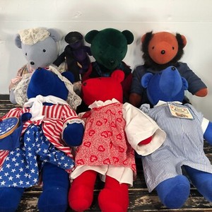 North American Bear Co Plush Lot Abearham Lincoln Betsy Ross Clara Barton Set 7