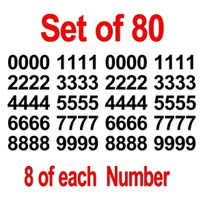 Set of 80 Numbers / Vinyl Stickers - Premium Grade Vinyl - Select Color / Size  - Picture 1 of 2