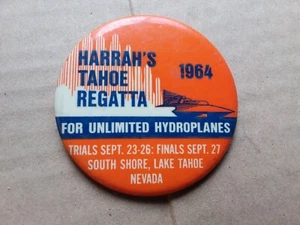 De colección 1964 Harrahs Lake Tahoe regata hidroaviones botón retroceso anuncio Eph - Imagen 1 de 2