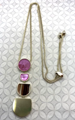 Collar Colgante Largo Kendra Scott Luna Mezcla Rosa Tono Dorado Marrón Vidrio Polvo Foto 1 de 4
