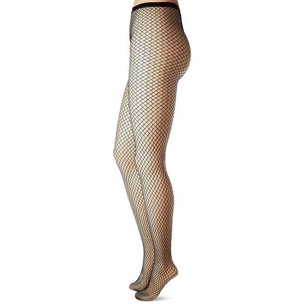 HUE WOMENS METALLIC FISHNET TIGHTS Black S/M