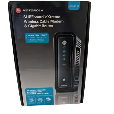 Motorola SBG6580-G228 SURFboard Black 4 LAN Ports DOCSIS3.0 Wi-Fi Modem & Router - Image 1 of 4