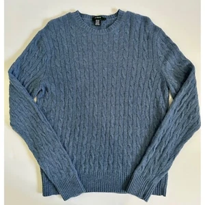 J Crew Zopfmuster blau Herren Rundhalsausschnitt Wolle Kaschmir Mischung Pullover Large - Bild 1 von 3