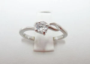 Sterling Silber Solitär Stein Rund CZ Ring - Bild 1 von 1