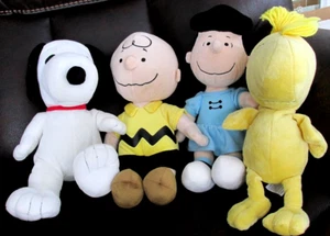 Snoopy Peanuts Plush Stuffies Lot 4 Kohls Woodstock Lucy Charlie Brown 13" - Picture 1 of 2