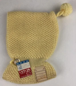 Dupont 100% Orlon Acrylic Baby Hat Yellow Winter Hat Child Toddler NOS Vintage - Picture 1 of 11