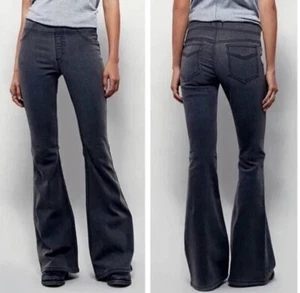 Free People Kick Flare Bell Bottoms Stretch Washed Black Size 28 Hippie Festival - Picture 1 of 9