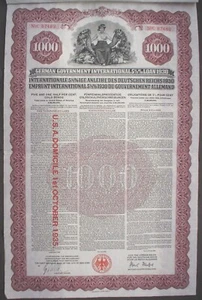 Niemiecki rząd międzynarodowy młoda pożyczka 1930, 51⁄2% złota obligacja nieanulowana. + kupony - Zdjęcie 1 z 8