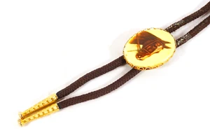 Bolo Tie Equestrian Vintage Horse Head Oval Bolo On String - Picture 1 of 6