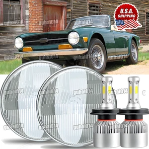 DOT 7 inch LED Headlight Hi/Lo Beam Sealed Lamp For Triumph TR6 1969-1976 A+ - Picture 1 of 15