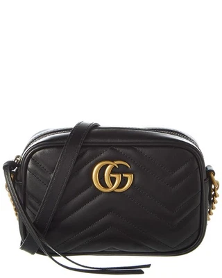 Bolso Bandolera Gucci Gg Marmont Mini Matelasse Cuero Cámara Para Mujer Negro Foto 1 de 3