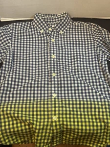 GAP KIDS Size L (10) Short Sleeve Button Up Shirt Boys Blue & Yellow Checkered - Picture 1 of 13