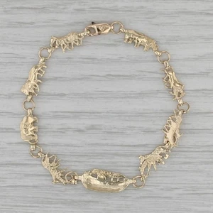 Noah's Ark Animal Linked Bracelet10k Yellow Gold 6.75" - Picture 1 of 7