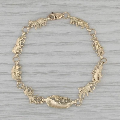Noah's Ark Animal Linked Bracelet10k Yellow Gold 6.75" - Image 1 of 4