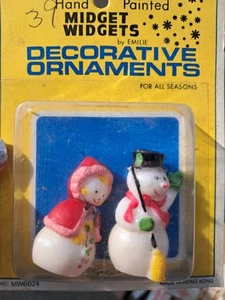 VTG Midget Widgets Mini Christmas Ornament Snowman Craft Diorama Plastic NOS - Picture 1 of 3