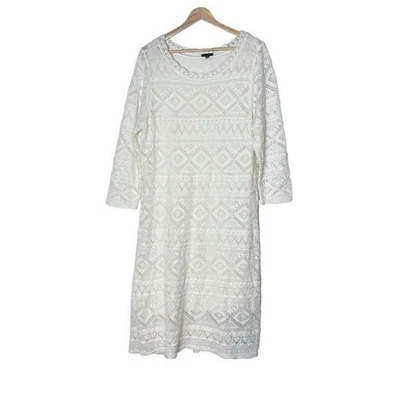 Talbots крючком вязаный белый свитер платье размер XL колена эластичной минималистский - Изображение 1 из 4