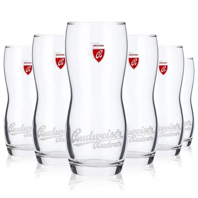6x Budweiser Bier Glas 0,3L Konturglas Biergläser Designgläser Budvar
